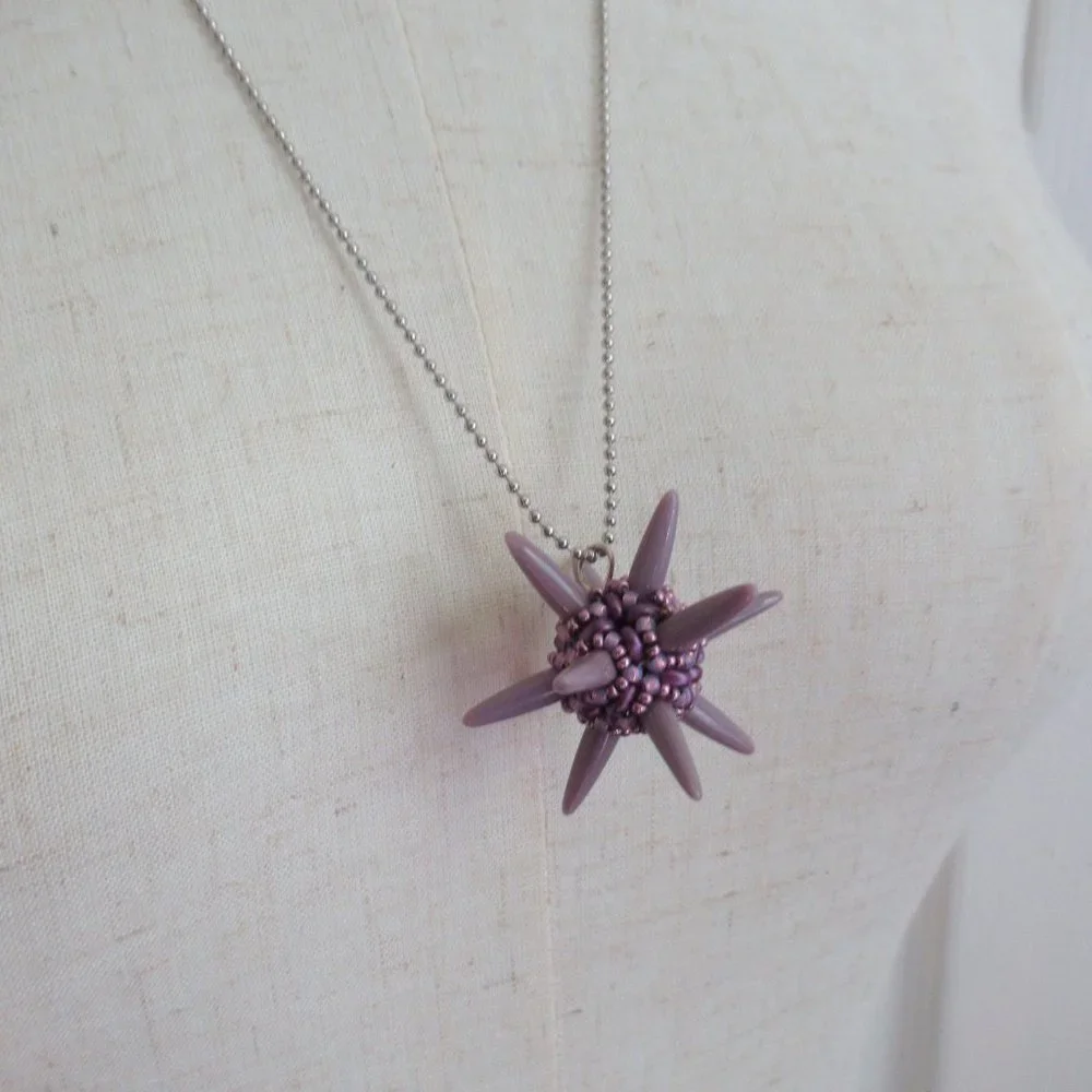 Handwoven Spiked purple ooak pendant